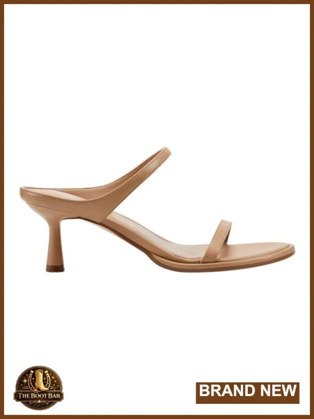 Marc Fisher LTD Alonde Heeled Sandals Kitten Heel Leather Almond Toe Slip On